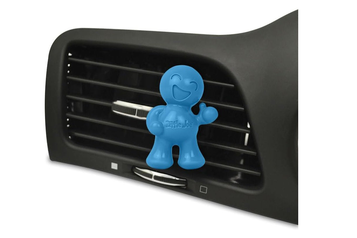 Blue cartoon character air freshener on a car vent