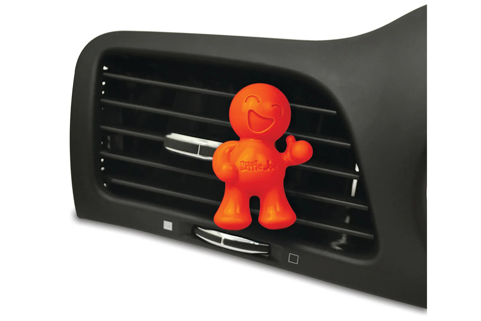 Orange cartoon character air freshener on a car vent