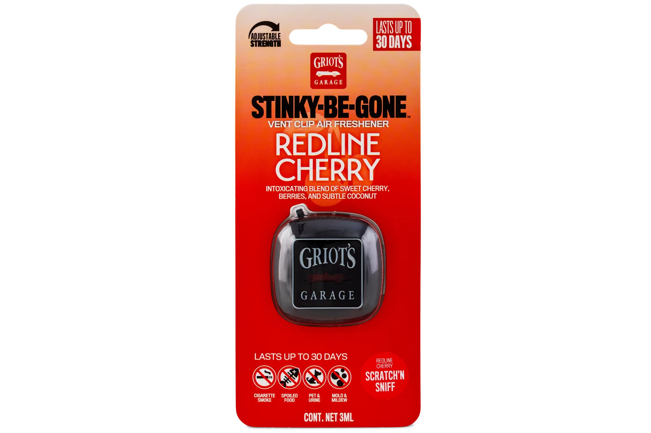 Griot's Garage Stinky-Be-Gone Redline Cherry packaging on a white background