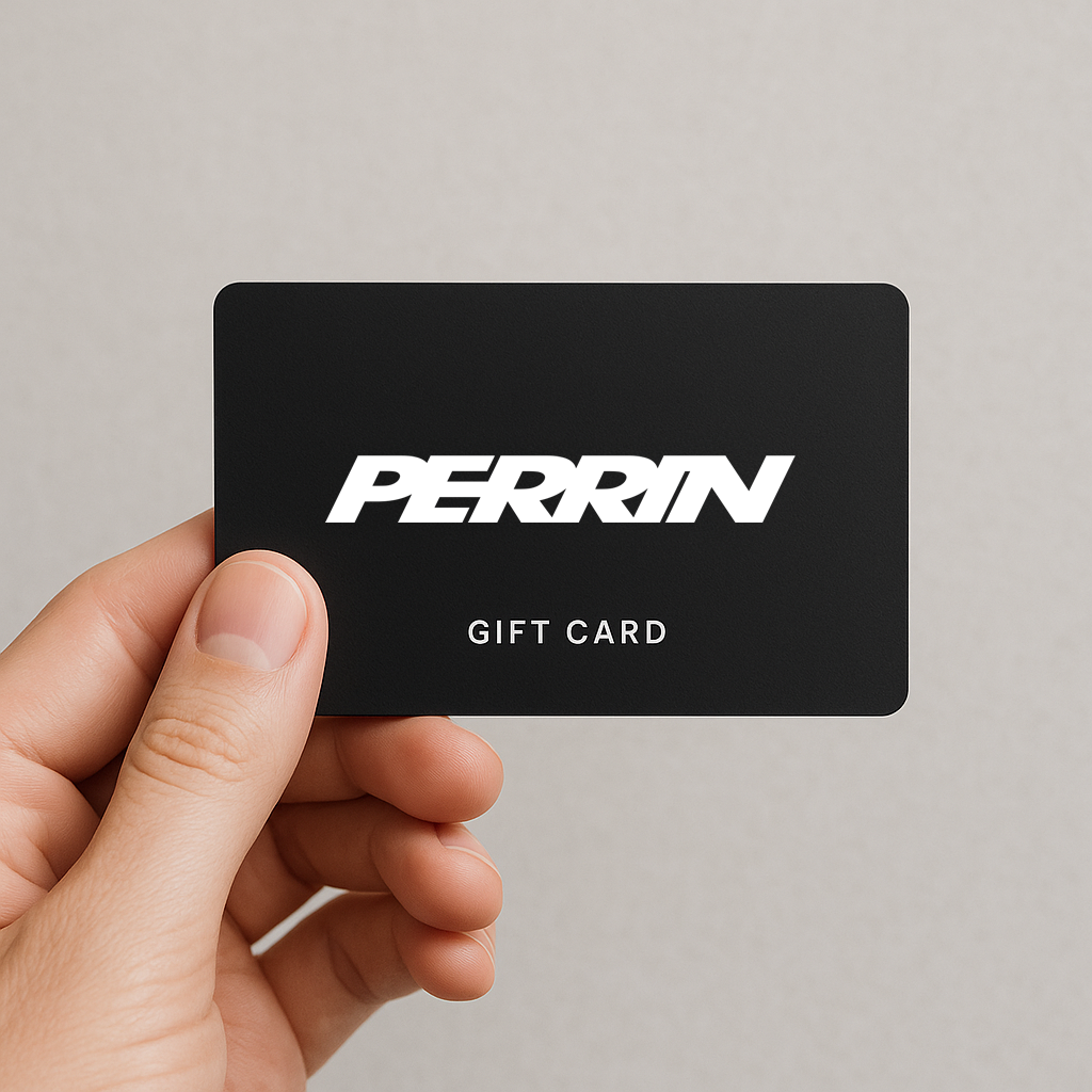PERRIN gift card held in hand, featuring a sleek black design with the PERRIN logo prominently displayed.