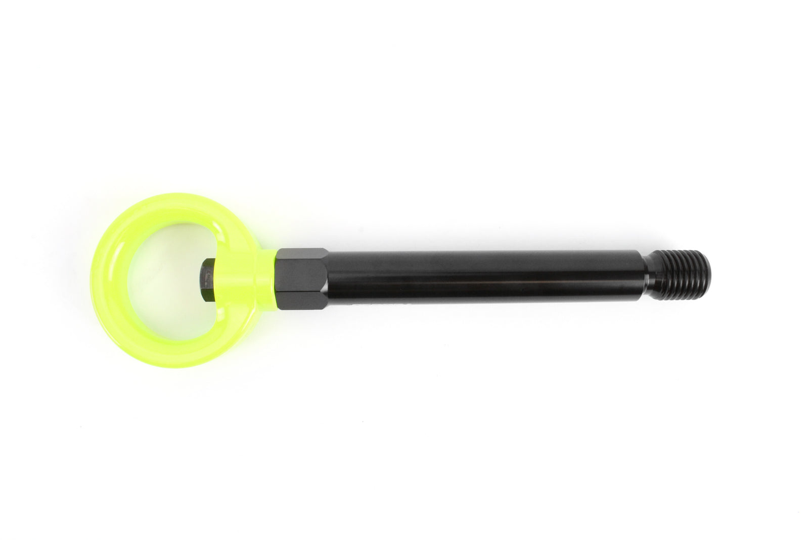 Rear tow hook for 2017-2021 Civic SI and Civic Type R, featuring a bright yellow loop and durable black shaft.