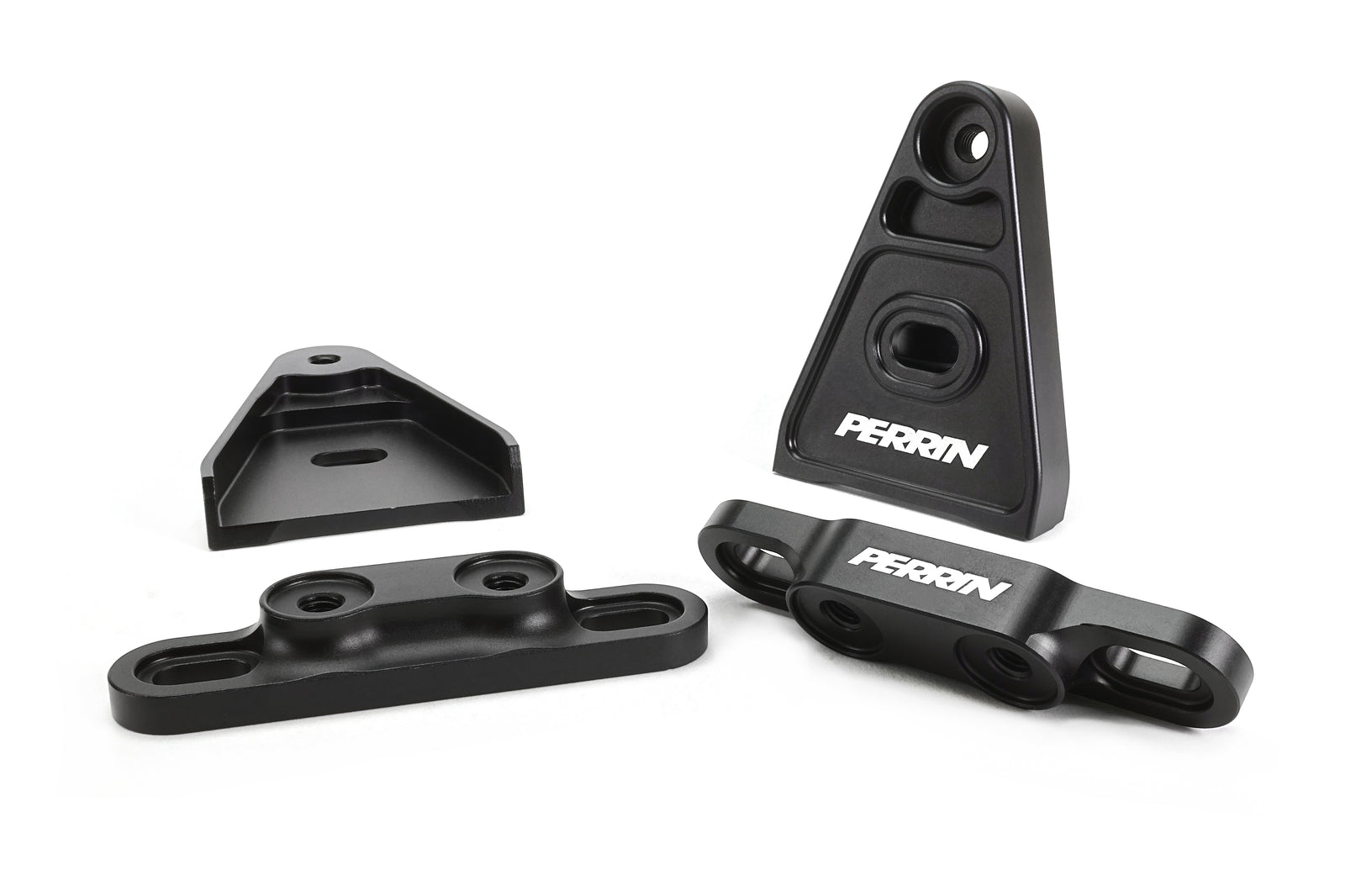 PERRIN High-Lift Hod Brackets with a black anodize finish arranged on a white background.