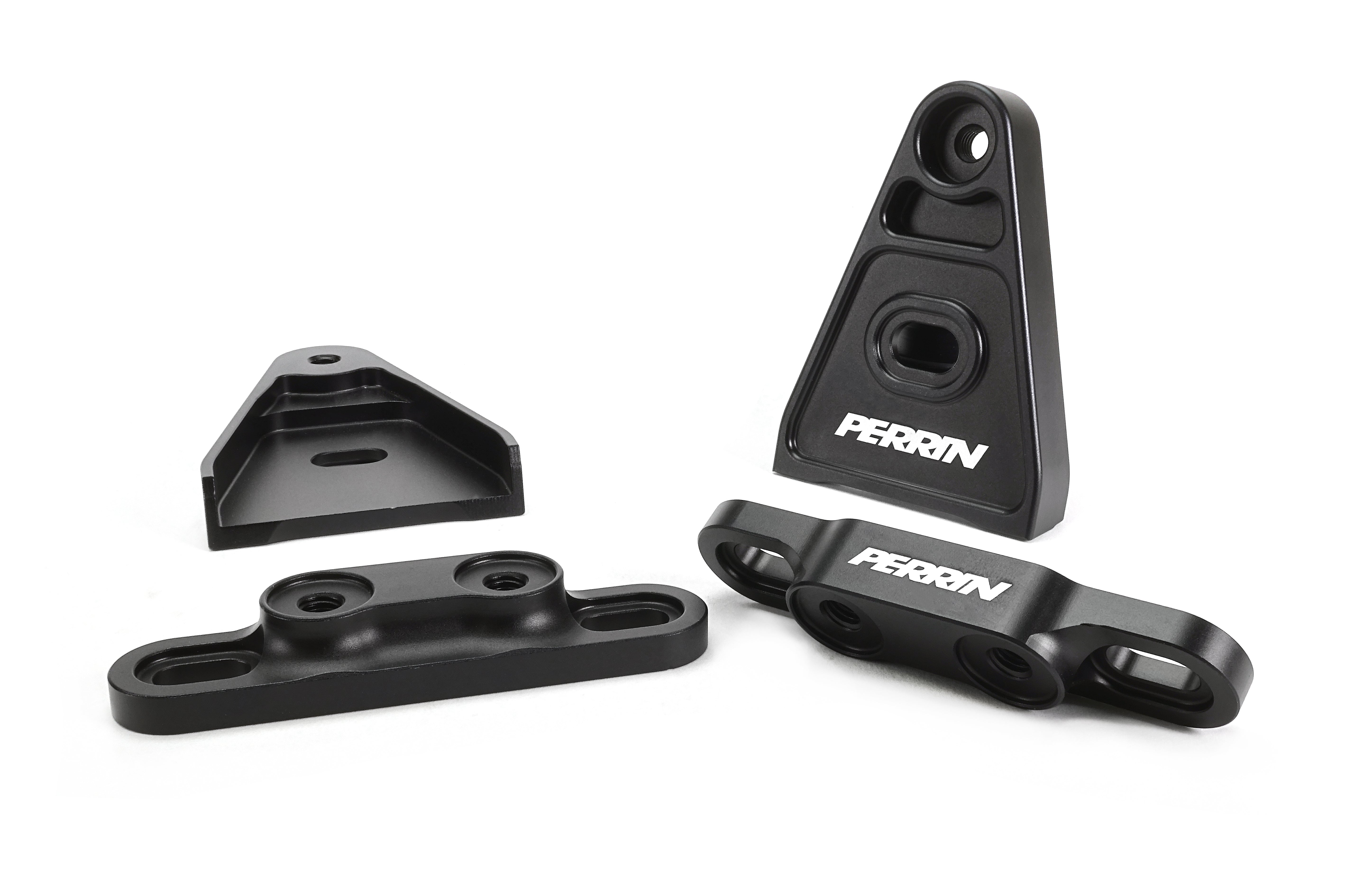 PERRIN High-Lift Hod Brackets with a black anodize finish arranged on a white background.