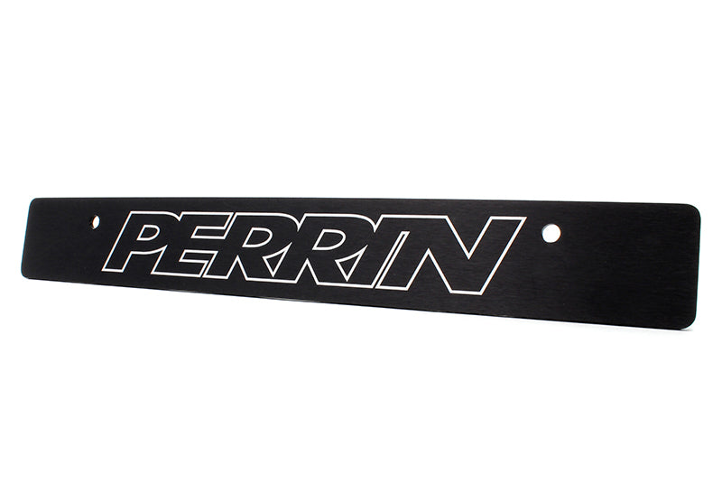 License plate delete for 2018-2021 Crosstrek featuring a sleek black design with the Perrin logo.