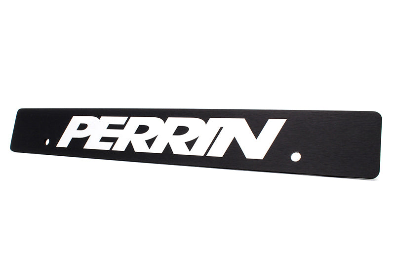 License plate delete for 2022-2025 Crosstrek featuring a sleek black design with bold Perrin branding.