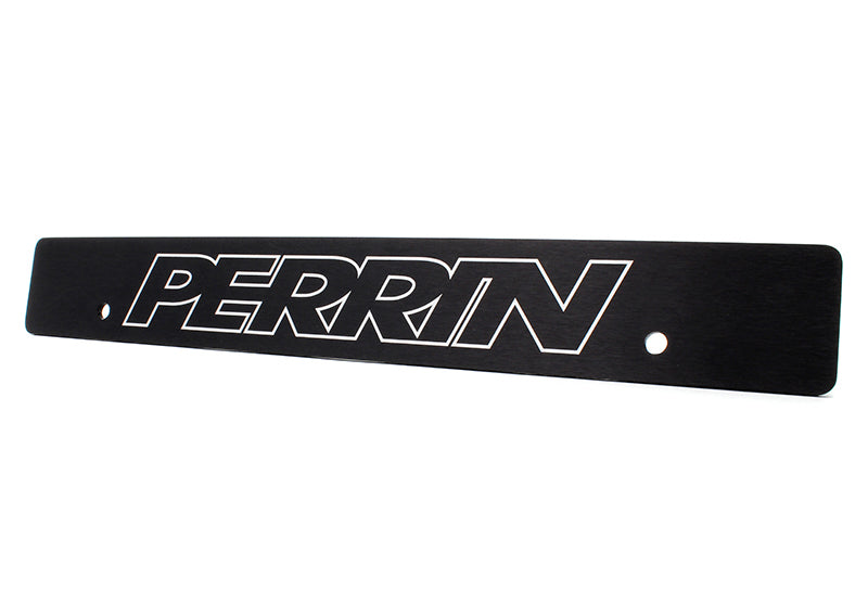 License plate delete for 2022-2025 Crosstrek featuring a sleek black design with Perrin branding.