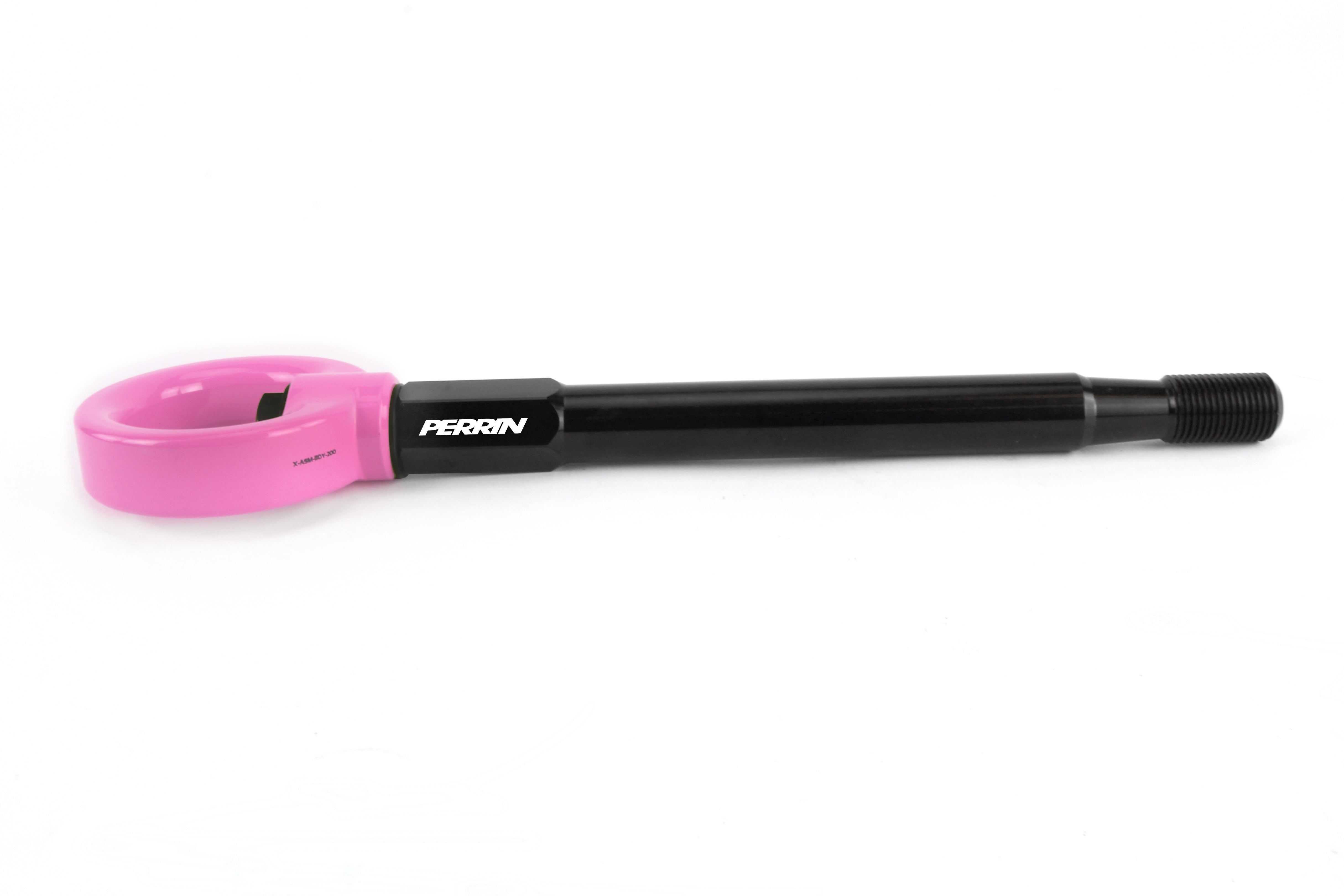 Perrin front tow hook for 2008-2014 WRX, STI, Legacy, and Impreza, featuring a durable design in pink and black.