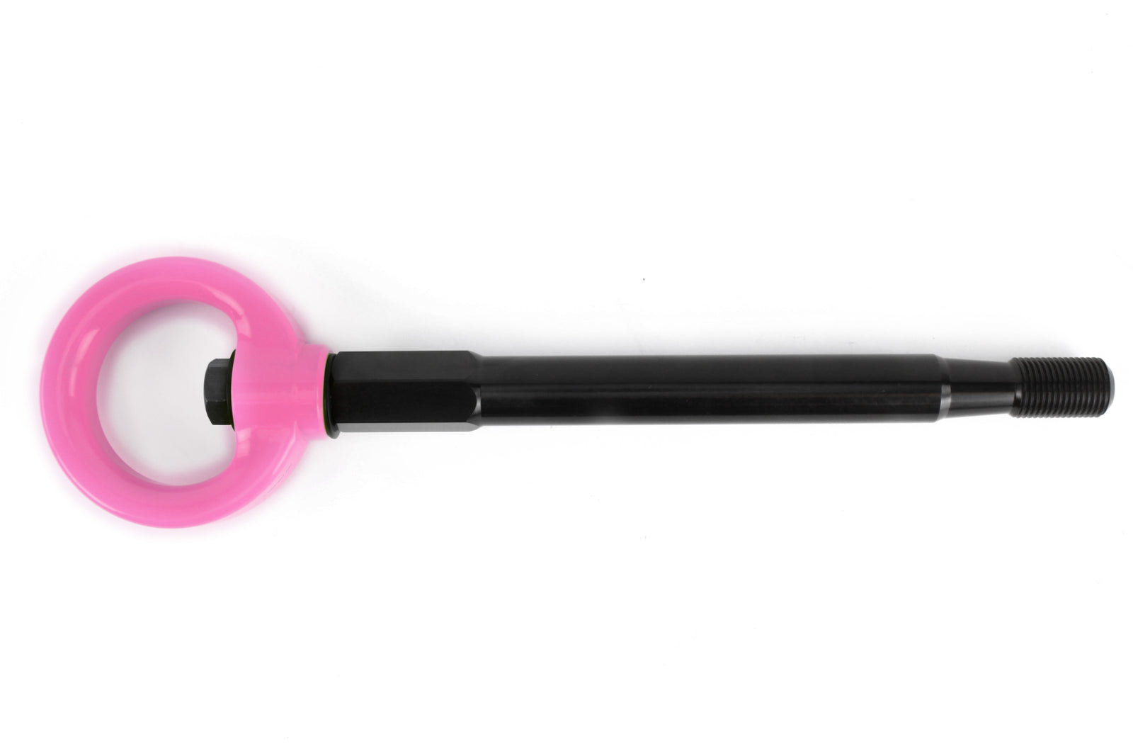 Front tow hook for 2008-2014 WRX, STI, Legacy, and Impreza in pink and black, designed for performance and durability.