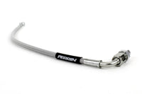 Perrin clutch line featuring a stainless steel braided hose with a black label and metal fittings.