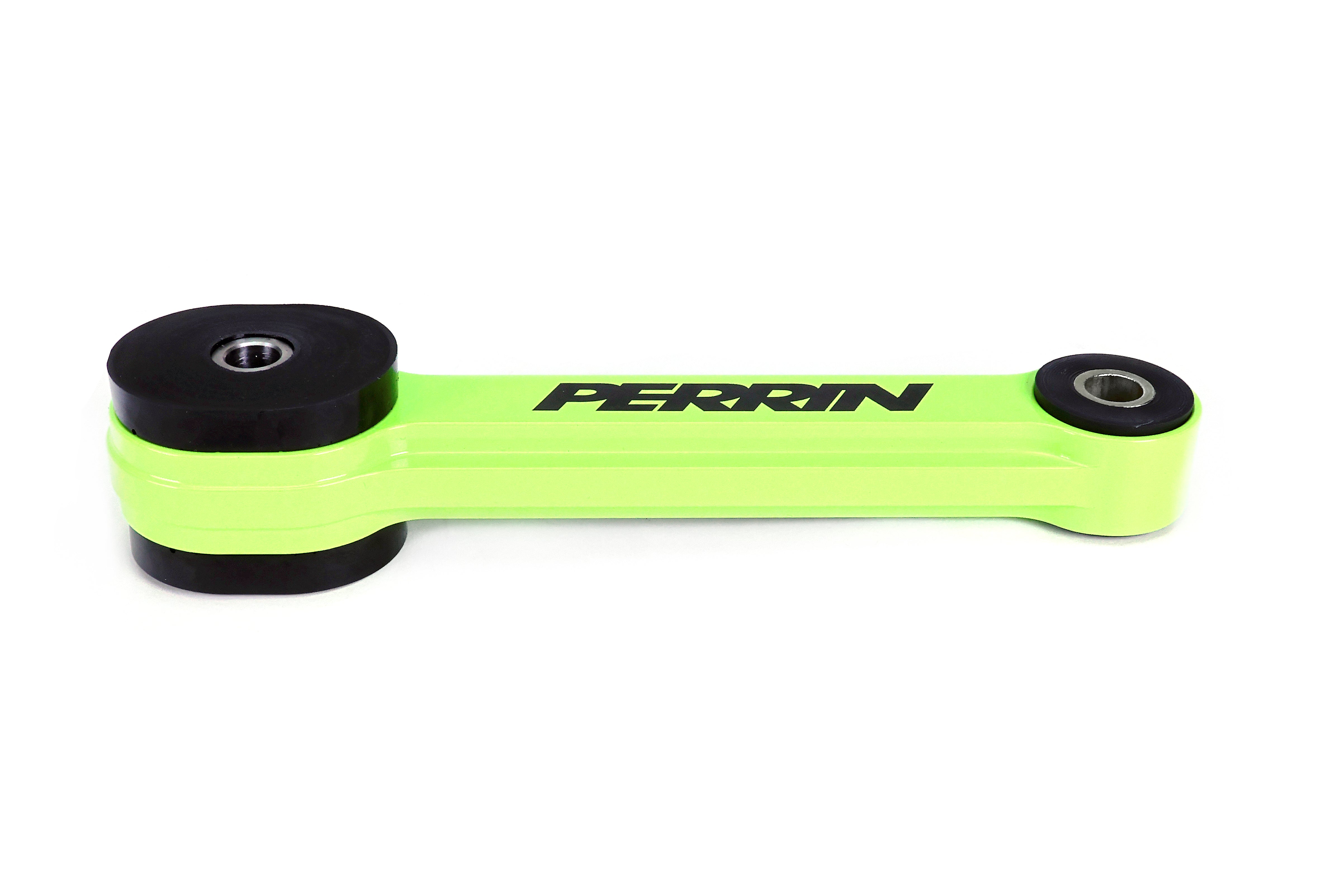 A PERRIN Street Series Pitch Stop Mount featuring a neon yellow anodize finish.