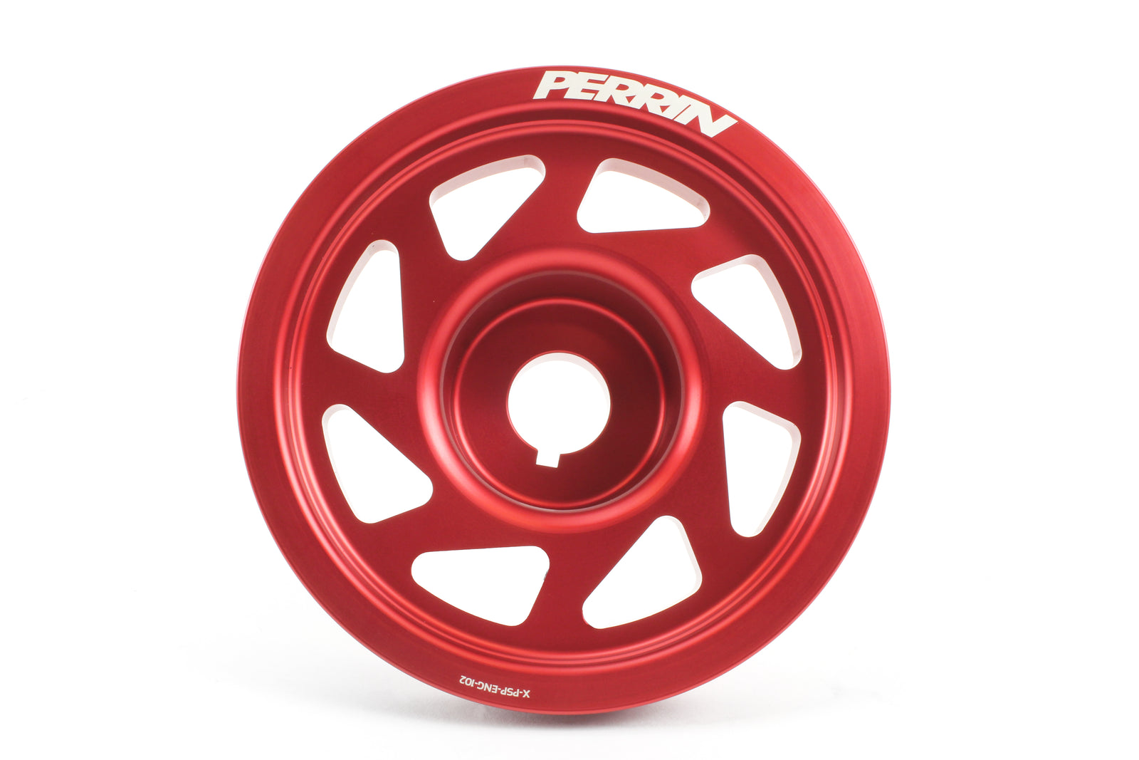 Lightweight red crank pulley for 2002-2014 Subaru WRX, STI, Outback, Forester, Legacy, and Impreza models.