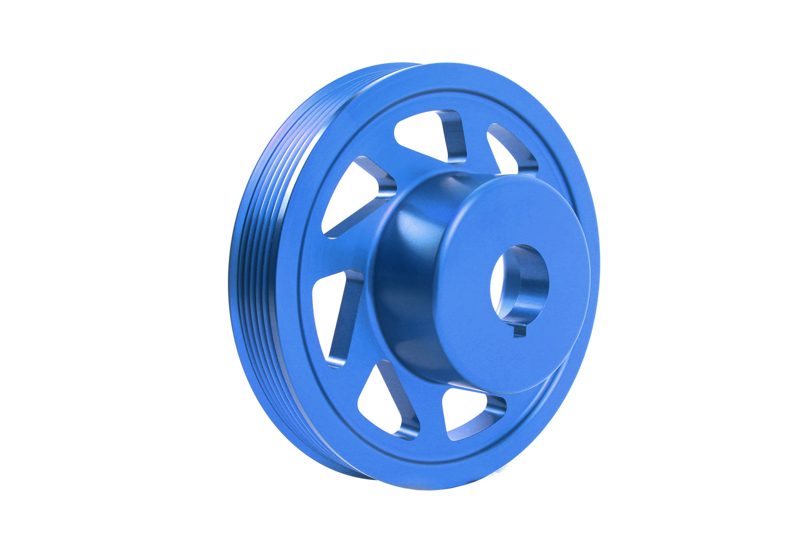 Lightweight blue crank pulley for 2002-2014 Subaru WRX, STI, Outback, Forester, Legacy, and Impreza without AC.