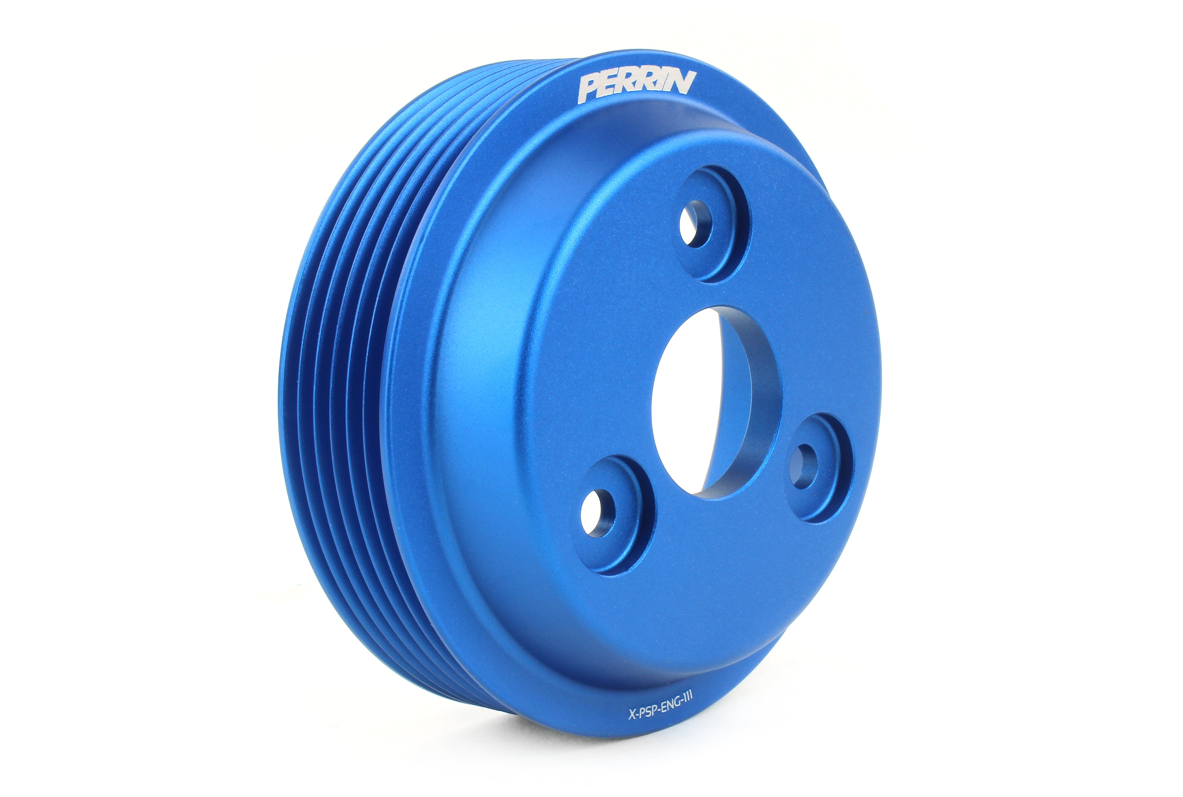 Blue water pump pulley designed for 2022-2025 WRX, Outback, Forester XT, Impreza, and Crosstrek models.