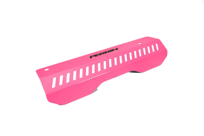 Pink pulley cover for 2020-2025 Outback Non-Turbo, featuring ventilation slots and Perrin branding.