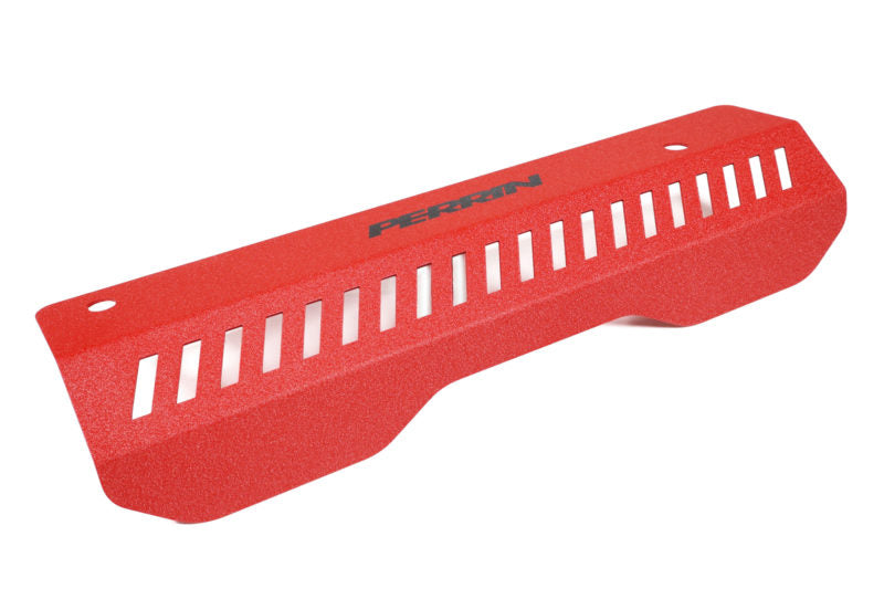 Red pulley cover for 2020-2025 Subaru Outback Non-Turbo, featuring ventilation slots and Perrin branding.