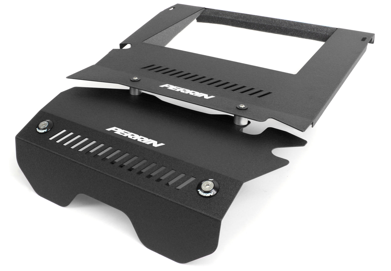 Intercooler shroud for 2015-2021 WRX, designed for improved airflow and engine performance. Durable black finish.