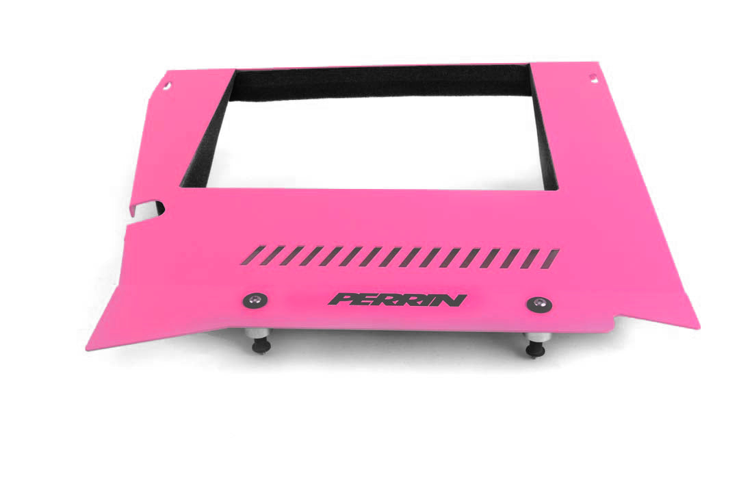 PERRIN intercooler shroud for 2015-2021 WRX, designed for improved airflow and engine performance.