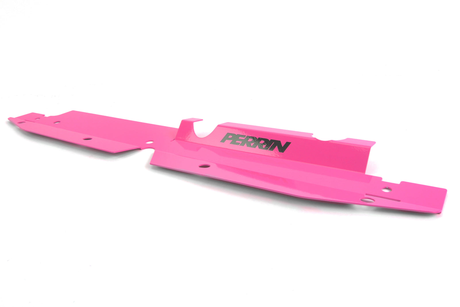 Perrin radiator shroud for 2008-2014 WRX/STI in vibrant pink, designed for improved cooling performance.