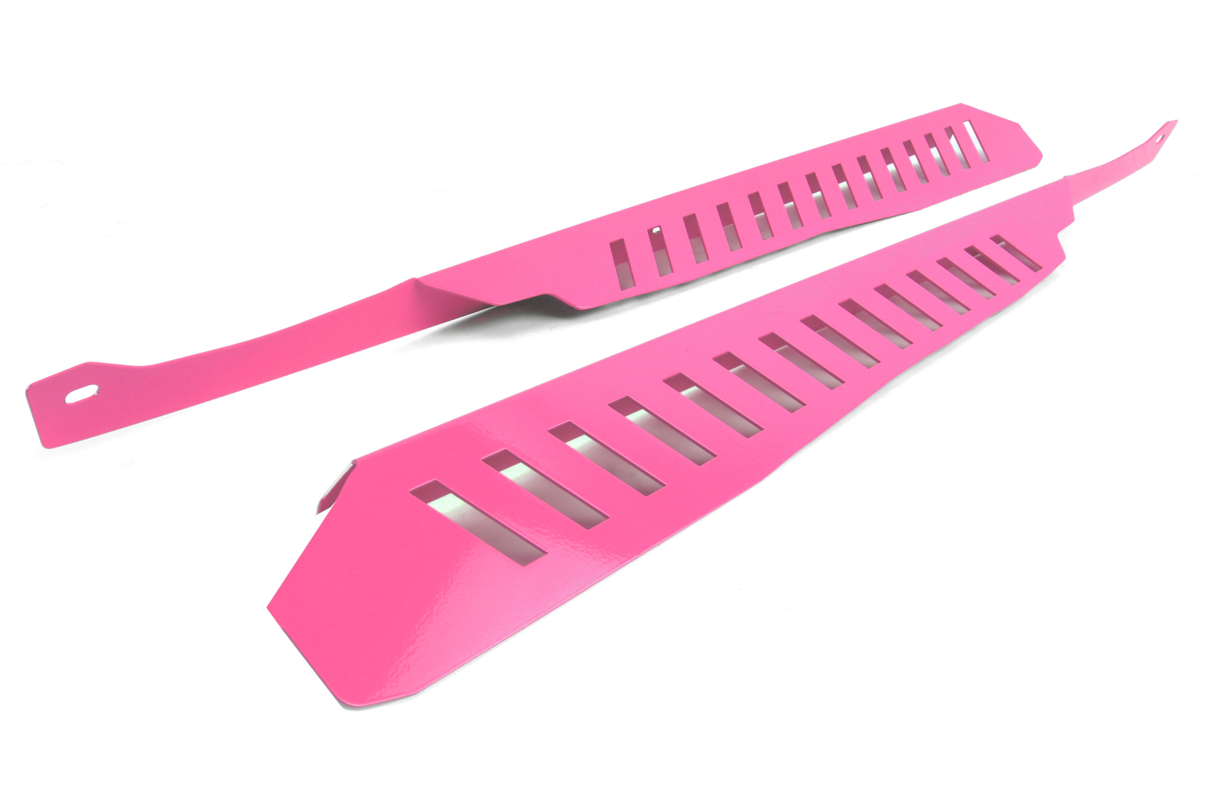 Fender shrouds for 2008-2014 WRX/STI and Impreza in vibrant pink, enhancing performance and style.
