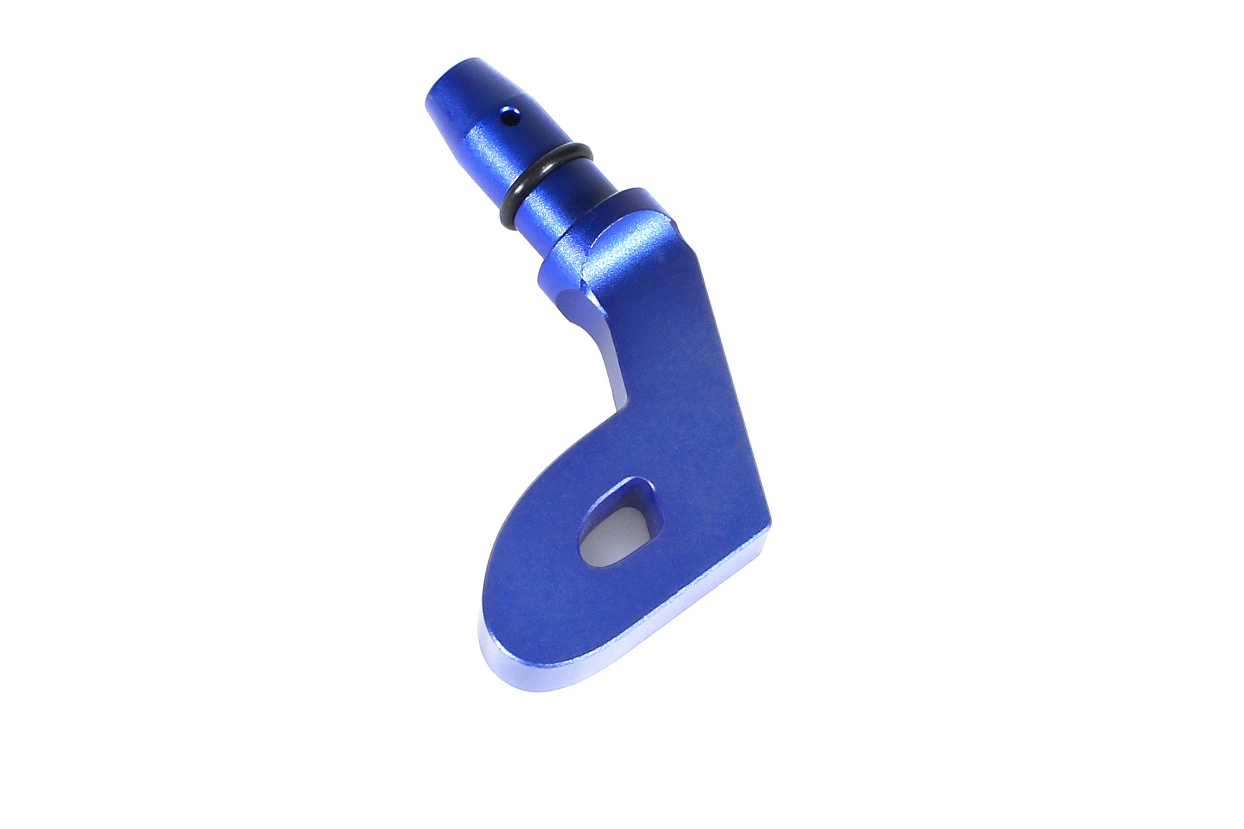 Blue P-style dipstick handle designed for performance vehicles, enhancing accessibility and ease of use.