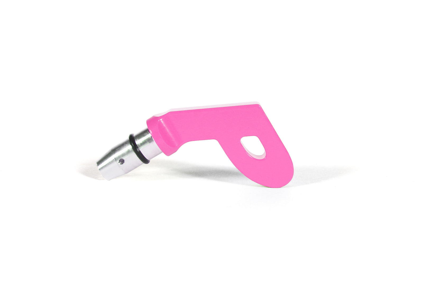 Pink P-style dipstick handle designed for easy oil level checks in performance vehicles. Ideal for Subaru, Honda, Nissan, and Toyota.