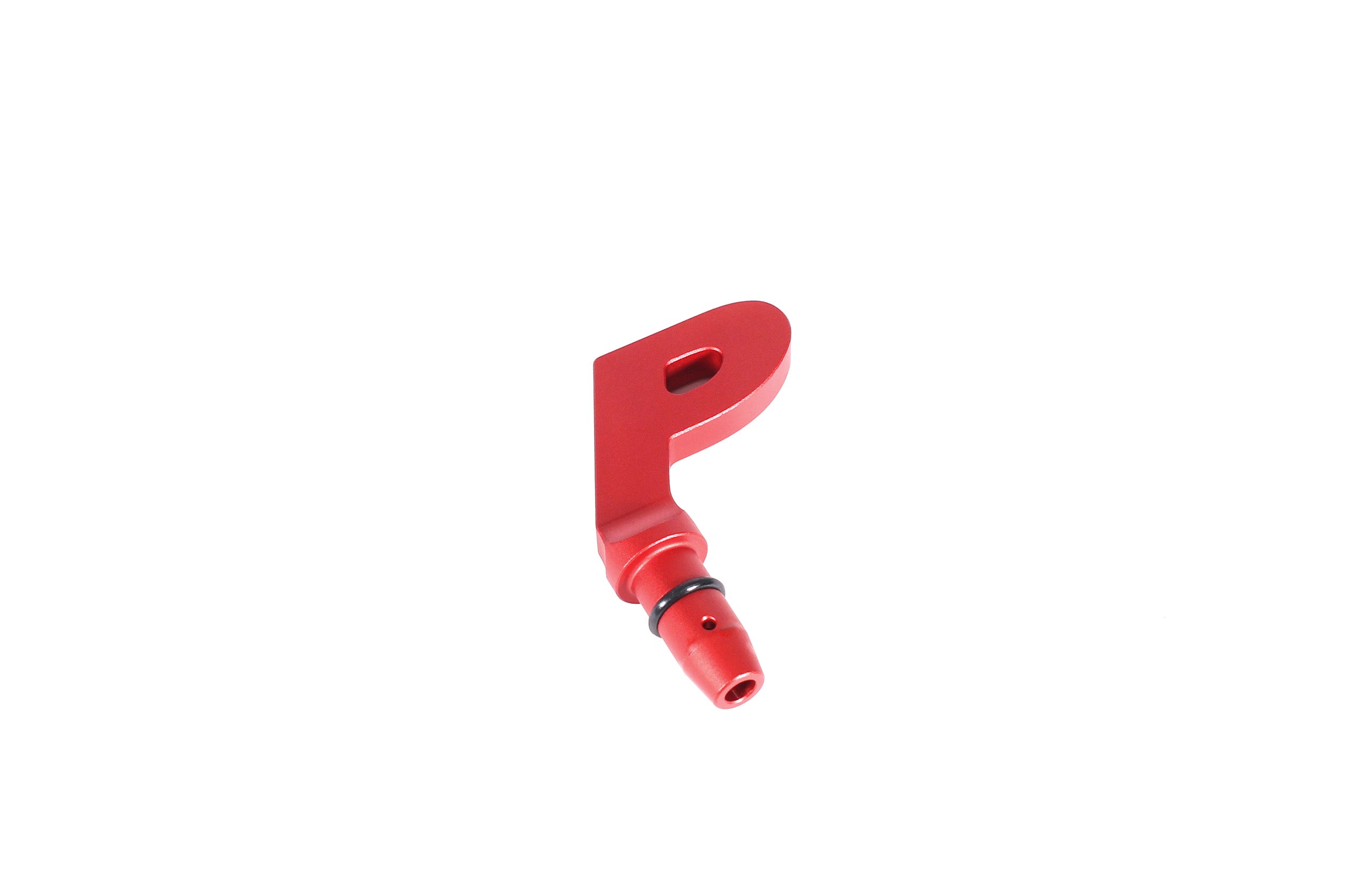 P-style dipstick handle in bright red, designed for easy grip and access in performance vehicles.