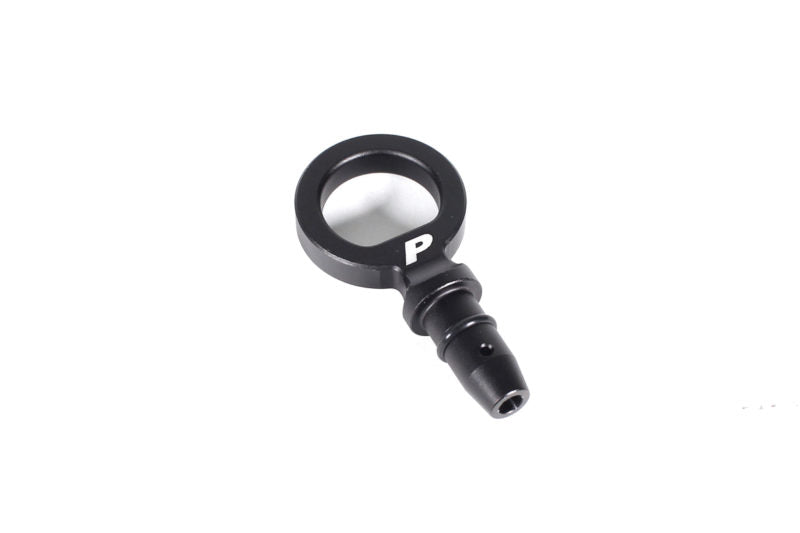 Black dipstick handle with a circular grip and a small nozzle, designed for easy engine oil measurement.