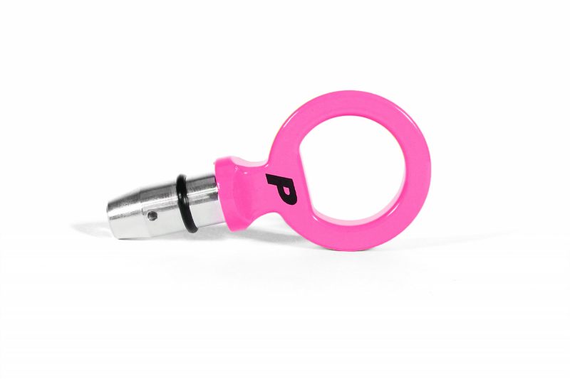 Bright pink dipstick handle with a circular grip and a silver metal tip, designed for easy engine oil measurement.