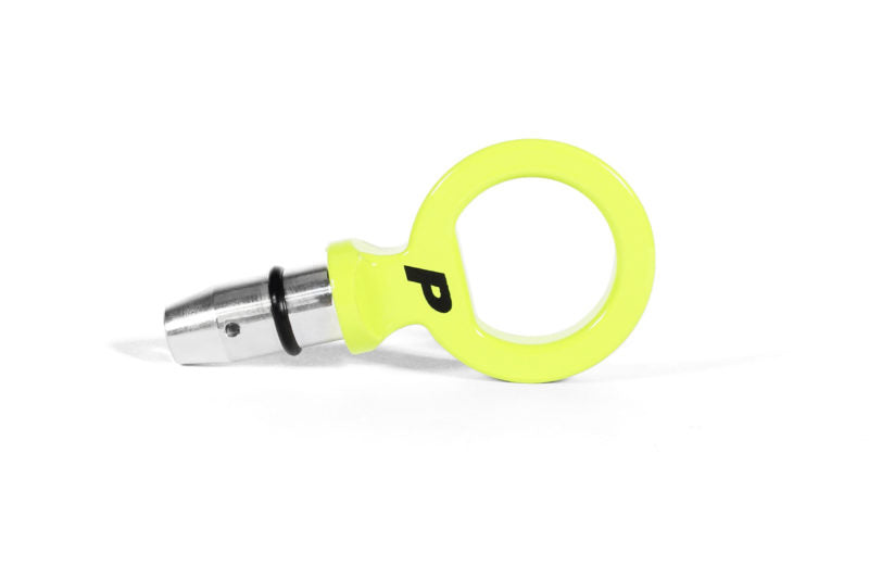 Bright yellow dipstick handle with a circular grip and a metal tip, designed for easy engine oil level checking.