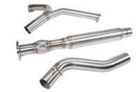 Stainless steel midpipe for 2022-2025 WRX, featuring smooth bends and a resonator for improved exhaust flow.