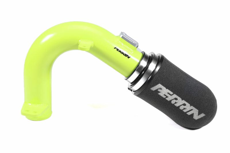 Bright green cold air intake system designed for 2015-2021 WRX, featuring a high-flow filter and durable construction.