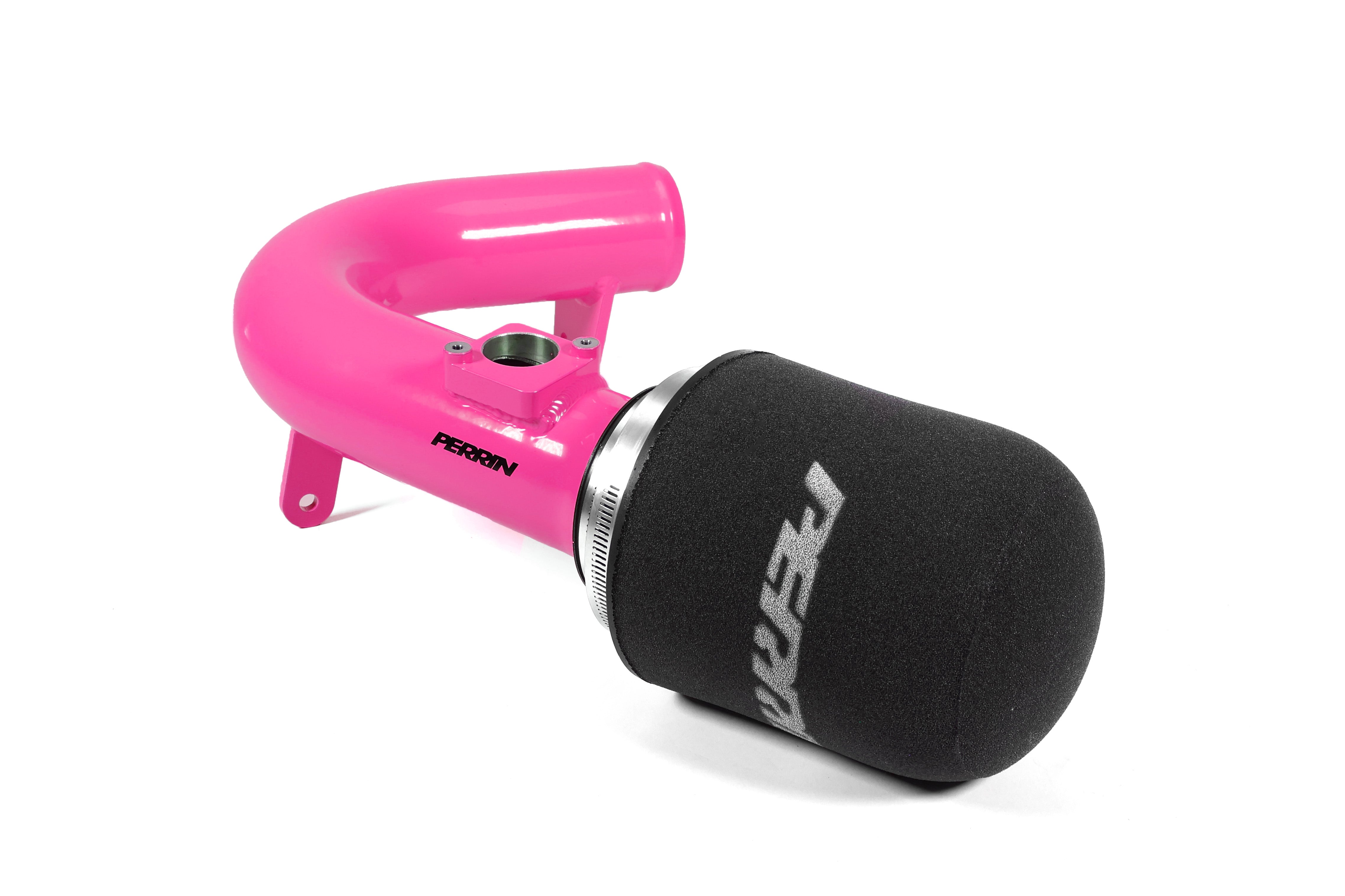 Cold air intake with heatshield for 2022-2025 WRX, featuring a vibrant pink design for enhanced performance.