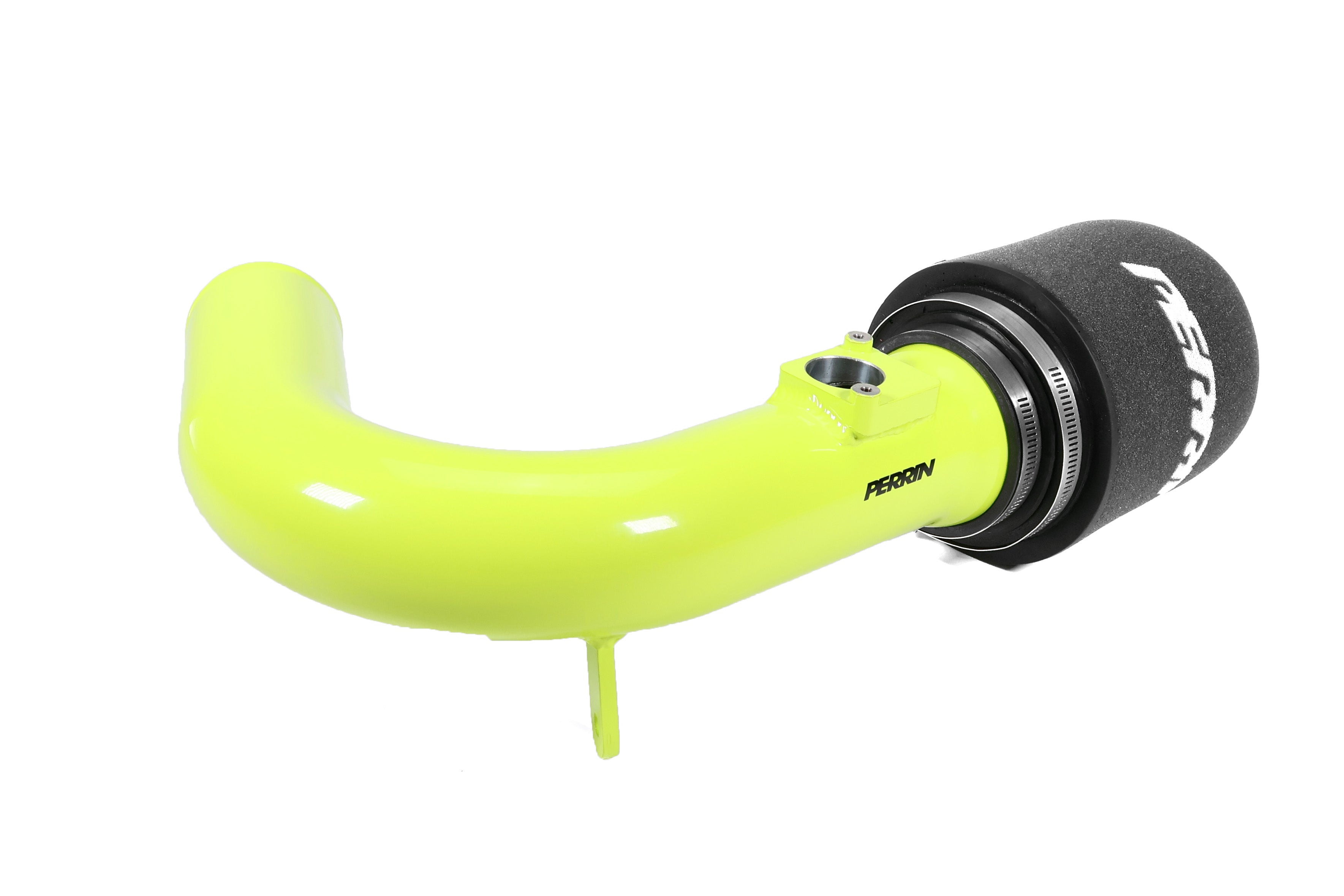 Cold air intake with heatshield for 2022-2025 WRX, featuring a vibrant yellow pipe and high-performance filter.