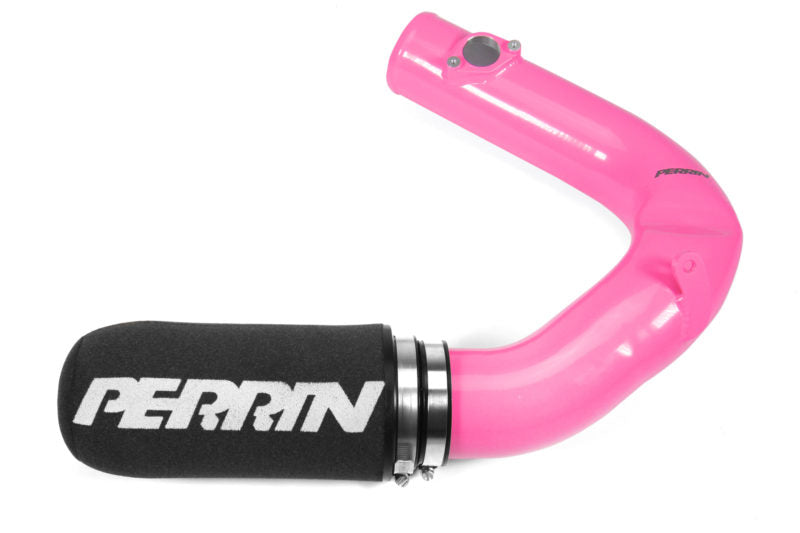 Bright pink cold air intake system for 2022-2025 BRZ/GR86, featuring a smooth curved design and PERRIN branding.