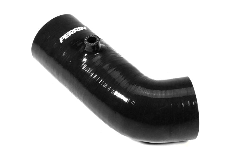 Black inlet hose for BRZ/FR-S/86/GR86, featuring a curved design and Perrin branding. Ideal for performance upgrades.