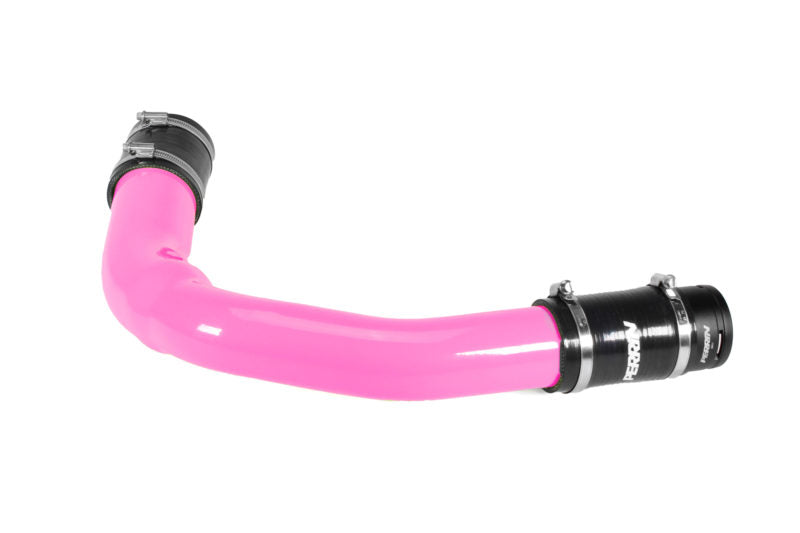 Pink charge pipe designed for Subaru Outback XT and Wilderness models, featuring durable black connectors.
