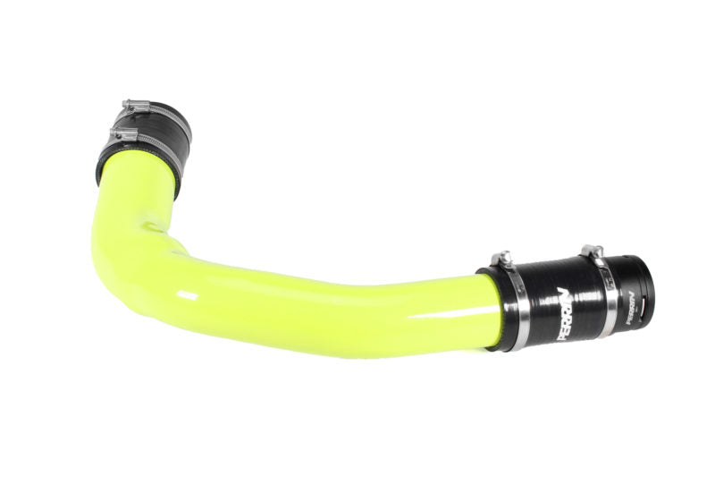 Bright yellow charge pipe designed for Subaru Outback XT and Wilderness models, featuring durable black connectors.