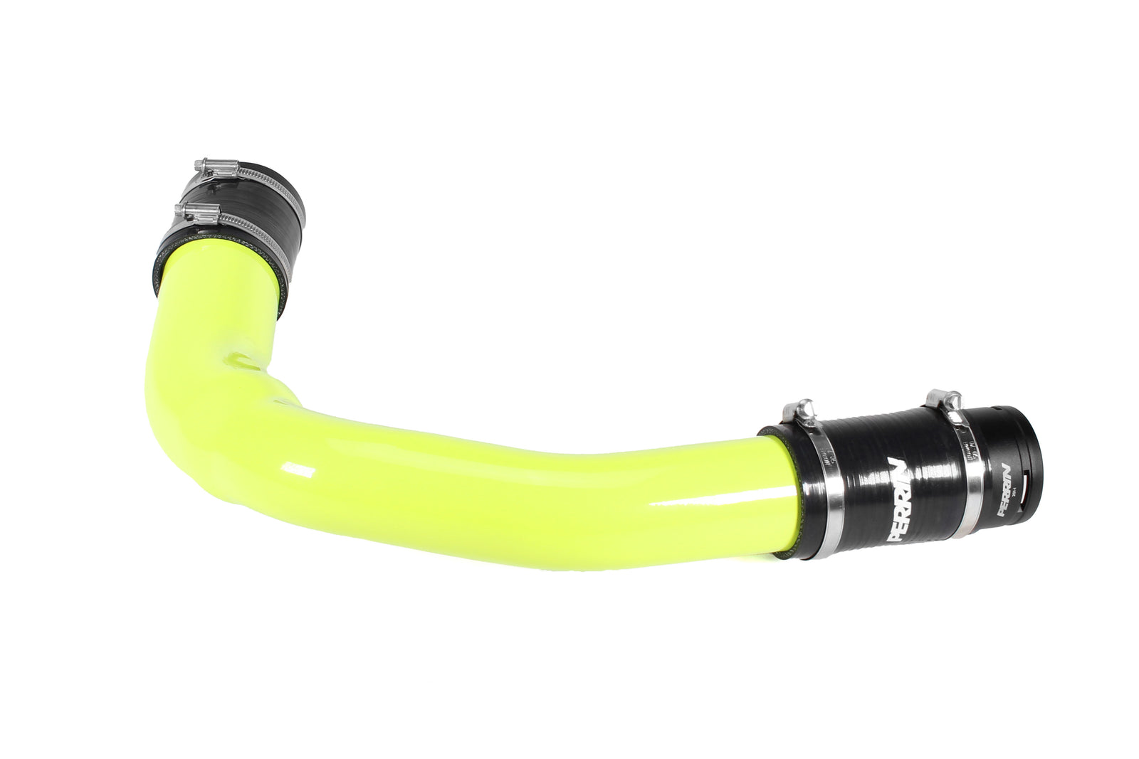 PERRIN Charge Pipe with neon yellow powder coat finish and couplers installed on end.