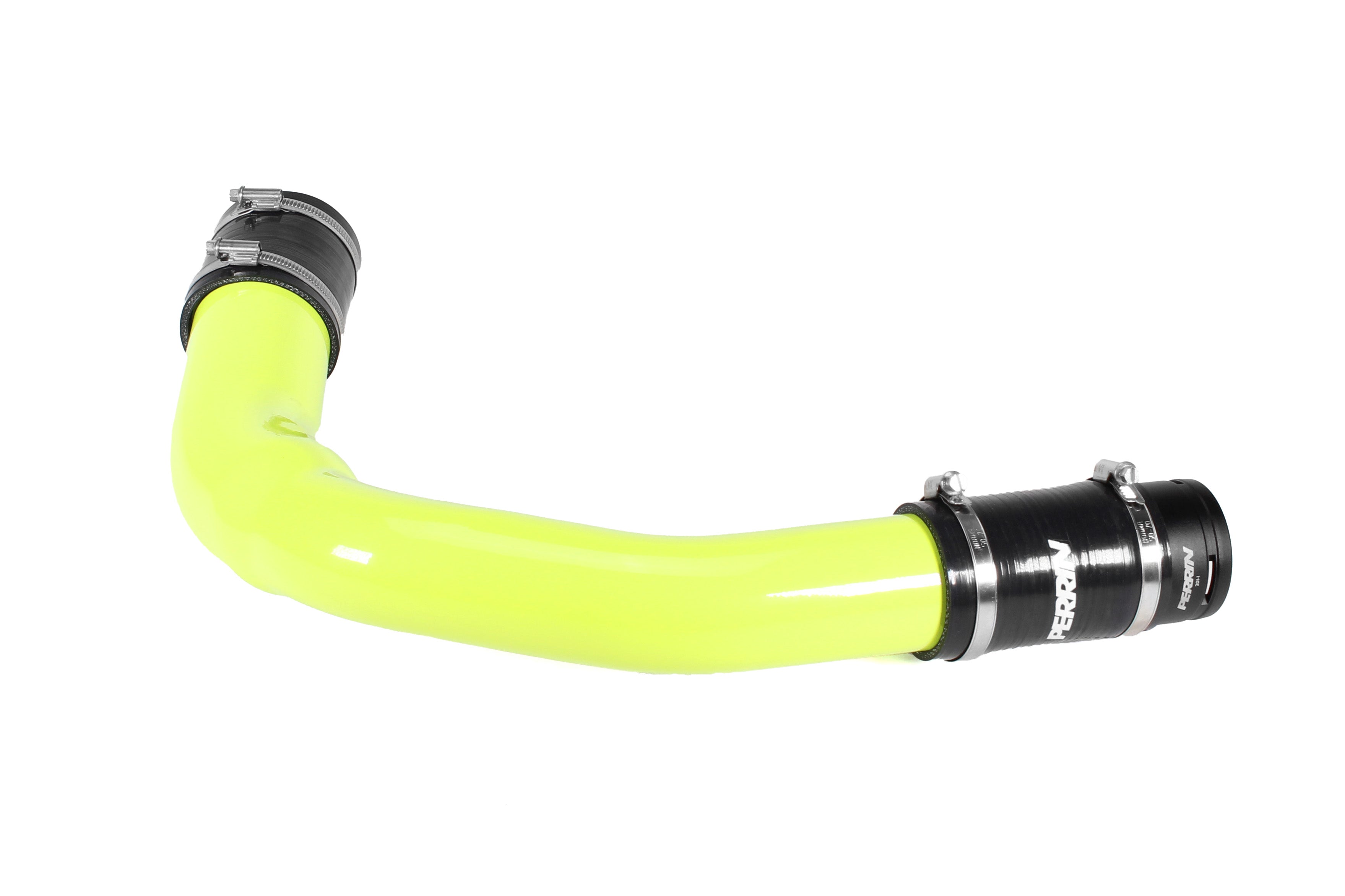 PERRIN Charge Pipe with neon yellow powder coat finish and couplers installed on end.