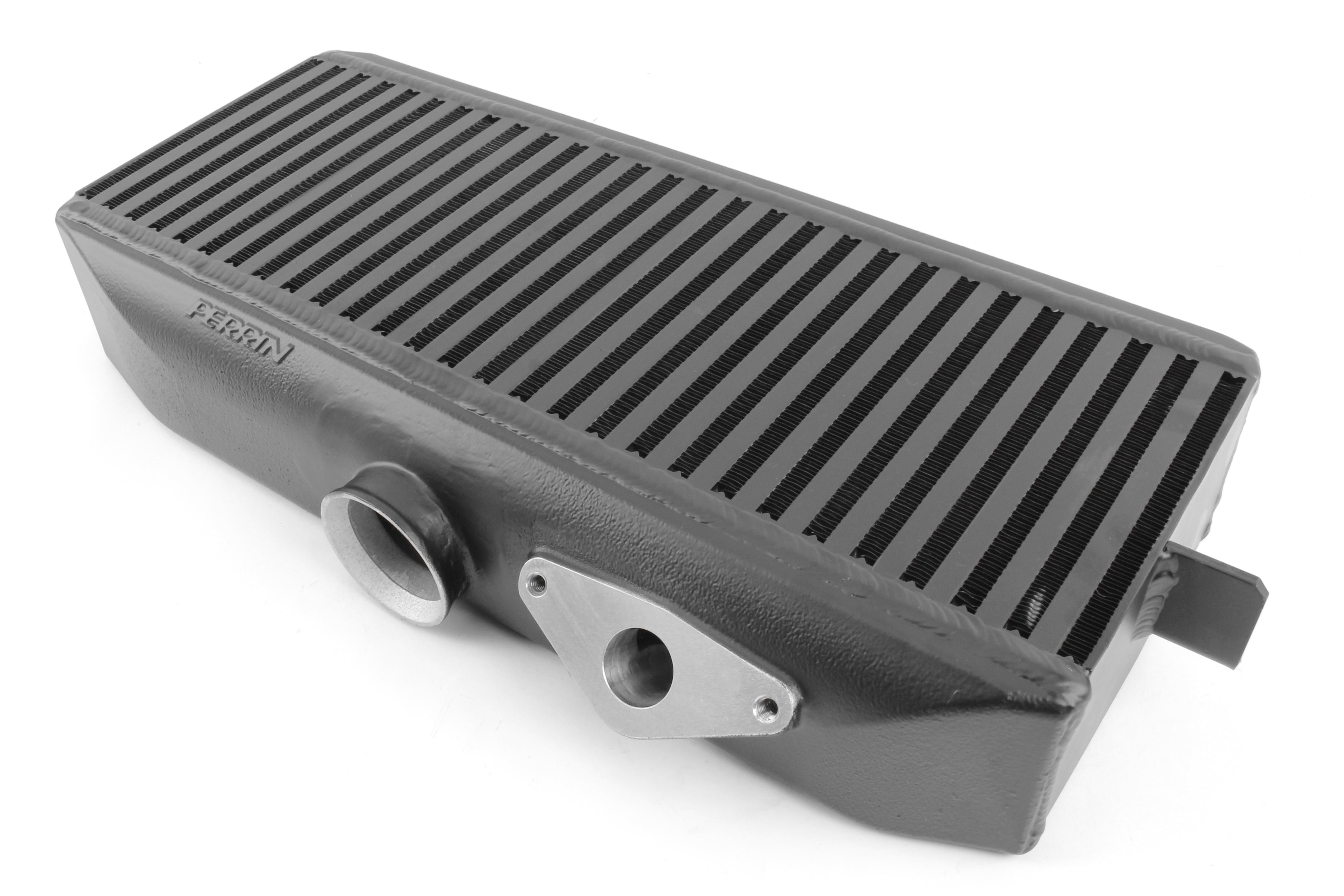 Top mount intercooler designed for 2008-2021 Subaru STI, enhancing engine performance and cooling efficiency.