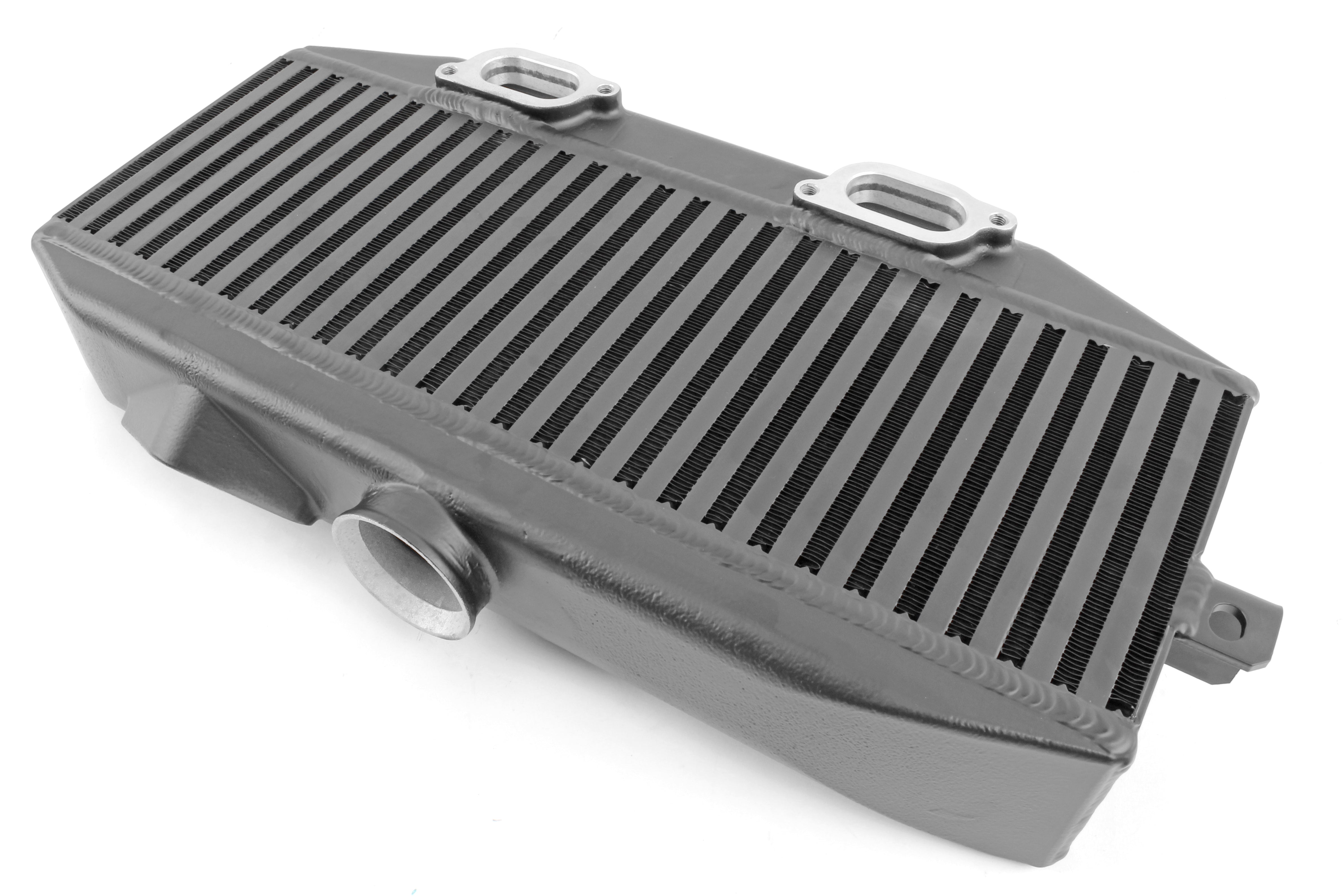 Top mount intercooler designed for 2008-2021 Subaru STI, enhancing engine performance and cooling efficiency.