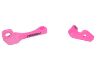 Pink top mount intercooler bracket set featuring a sleek design and the Perrin logo for enhanced performance.