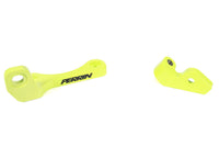 Bright yellow top mount intercooler bracket set with Perrin branding, designed for secure intercooler installation.