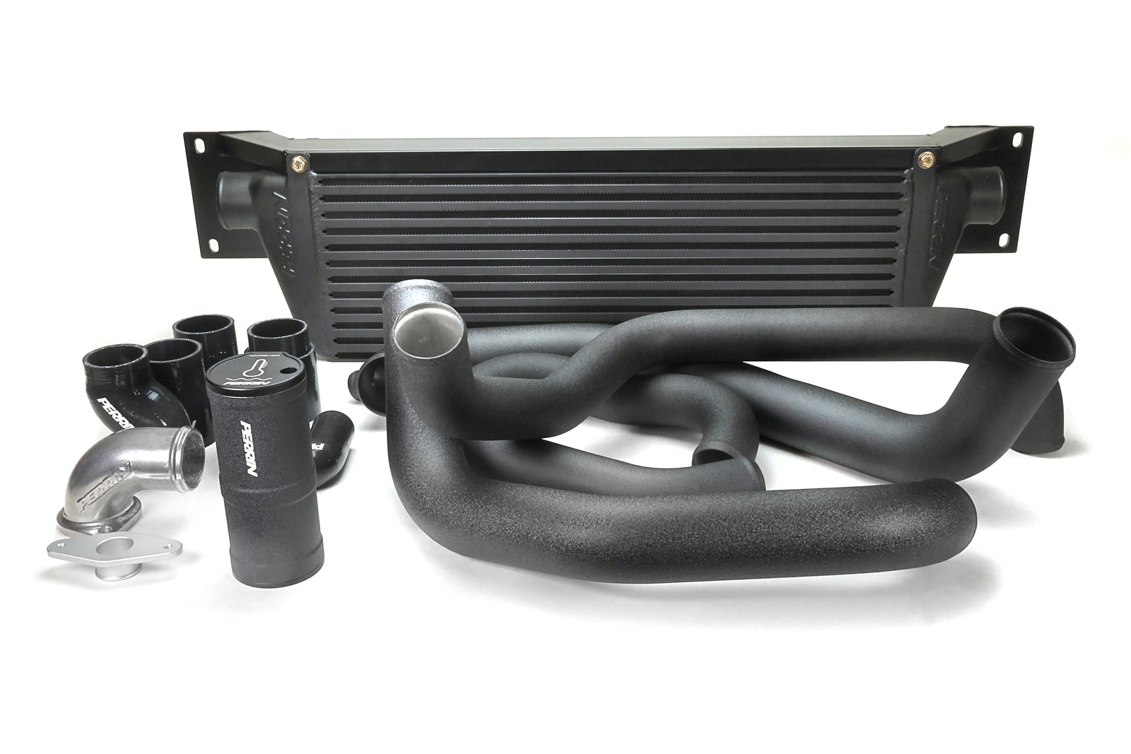PERRIN Front Mount Intercooler Kit with black core and black piping for 2008-2014 WRX.