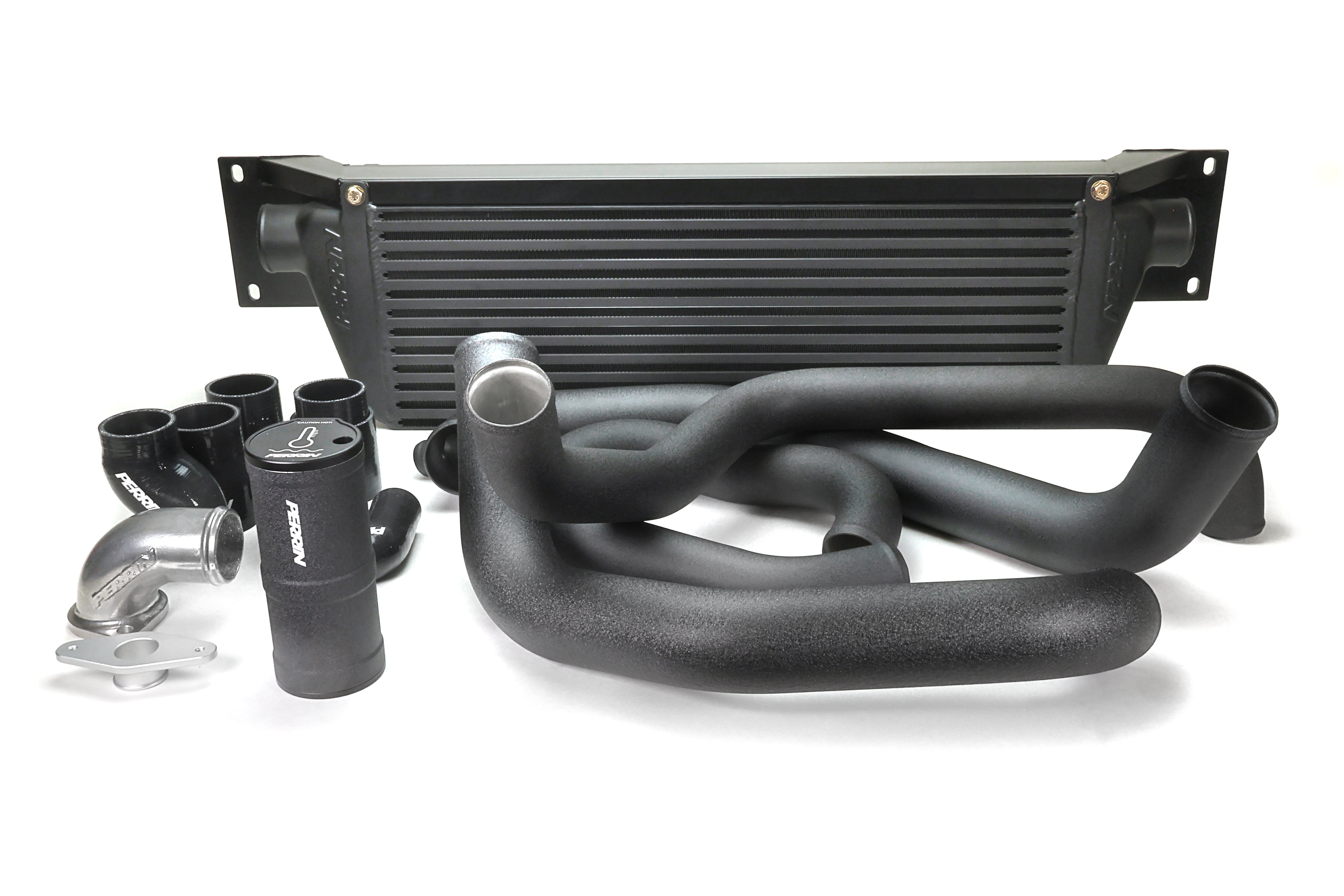 PERRIN Front Mount Intercooler Kit with black core and black piping for 2008-2014 WRX.