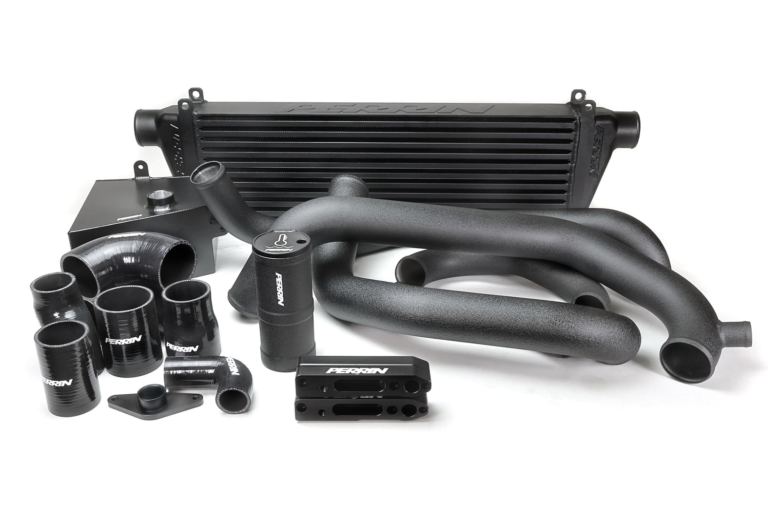 PERRIN Front Mount Intercooler Kit with black core and black piping for 2015-2021 STI.