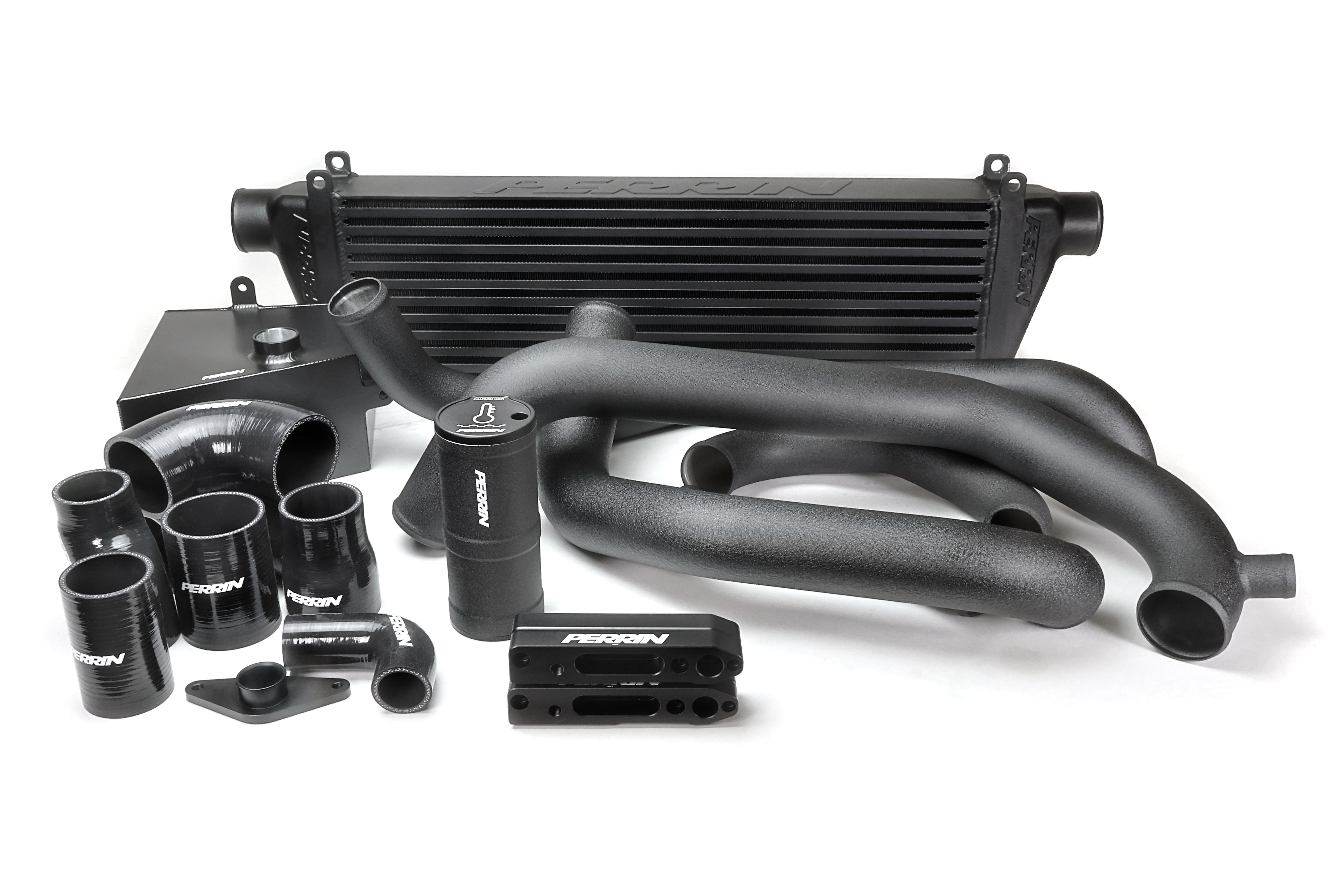 PERRIN Front Mount Intercooler Kit with black core and black piping for 2015-2021 STI.