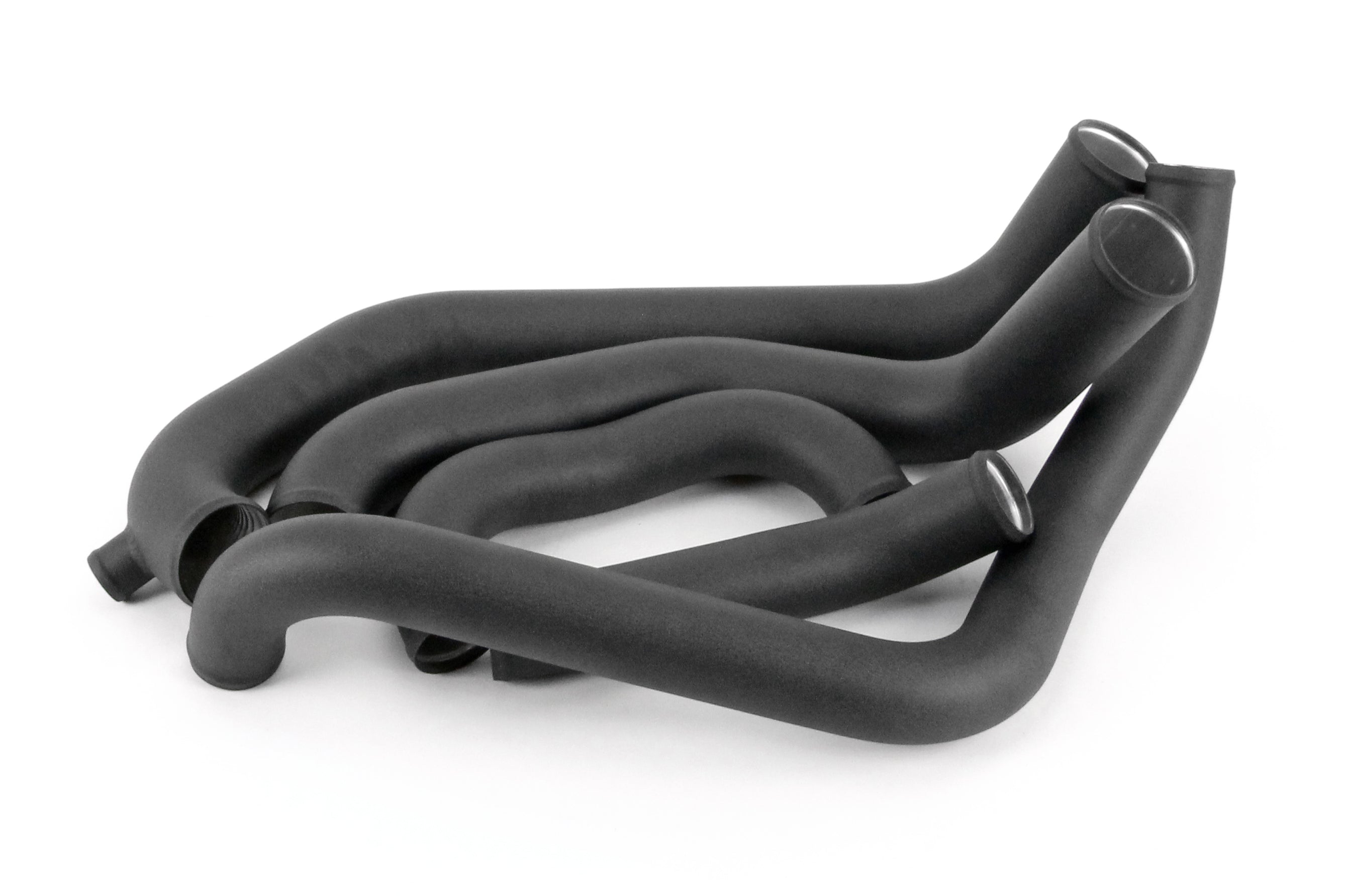 Front mount intercooler kit hoses for 2008-2014 WRX, featuring durable black silicone construction and smooth bends.
