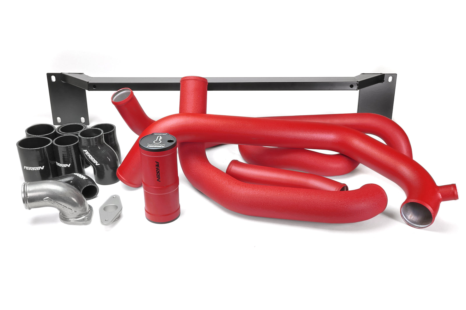 PERRIN Front Mount Intercooler Kit with red piping for 2008-2014 WRX.