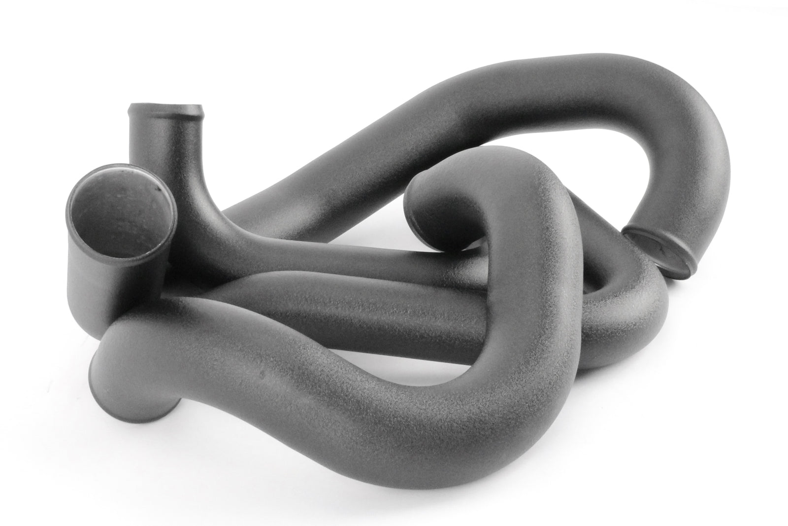 Front mount intercooler kit components for 2015-2021 WRX, featuring smooth, black piping designed for optimal airflow.